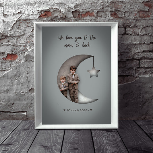 Personalized Crescent Moon Portrait | People Digital Prints